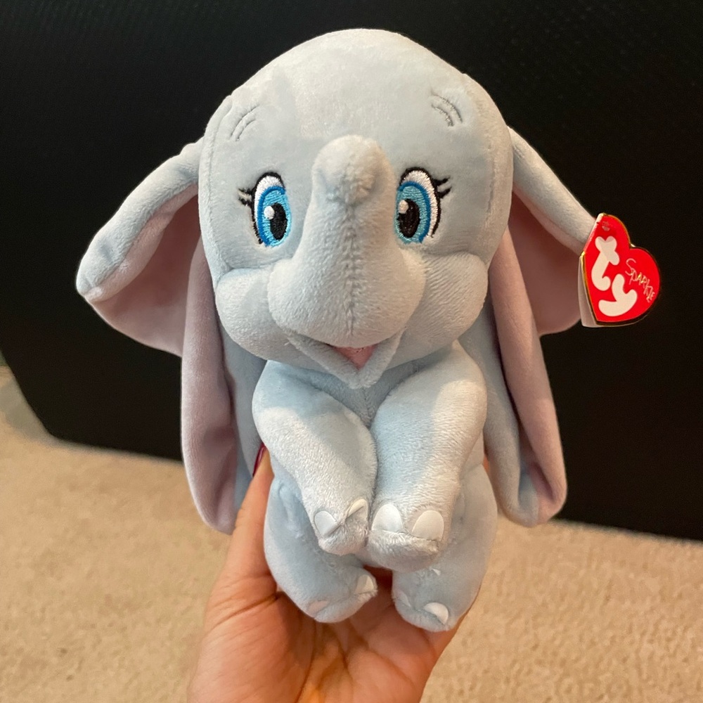 Ty Gray Stuffed Elephant--DUMBO. Toy with Floppy Ears